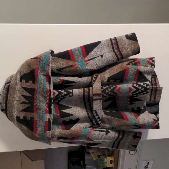 Patterned Hooded Pea Coat - Picture 6 of 8